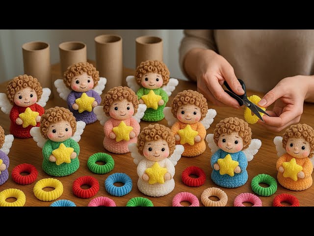With Hair Rubber and a cardboard roll, make cute fairy dolls 🧚🏻‍♀ Easy and no skills needed⭐