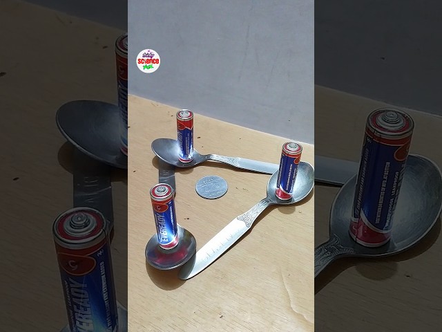 battery coin and spoon experiment 🤯 | real or fake #shorts #tricks