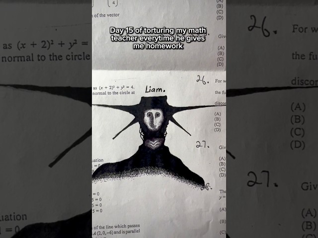 day 15 of torturing my math teacher everytime he gives me homework #art #horror #drawing #shorts