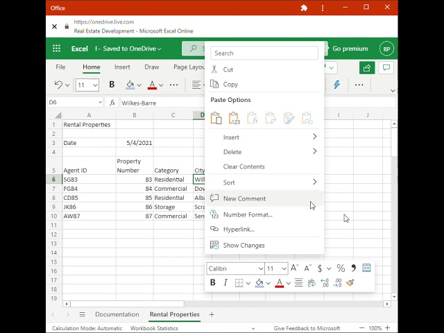 Creating a MS Excel Workbook