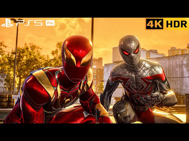 (PS5 PRO) Evil Prowler joins Iron-Spider to Fight Kraven Hunters | 4K HDR |