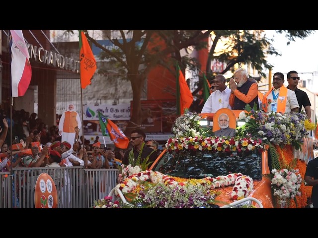 Massive turnout for PM Modi’s roadshow in Puducherry! Check out the amazing visuals..