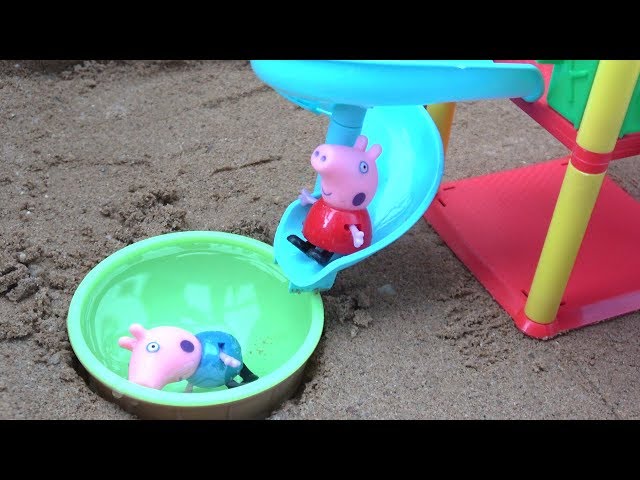 Peppa Pig Playground Slide Water Building Toys Videos Play with Toy